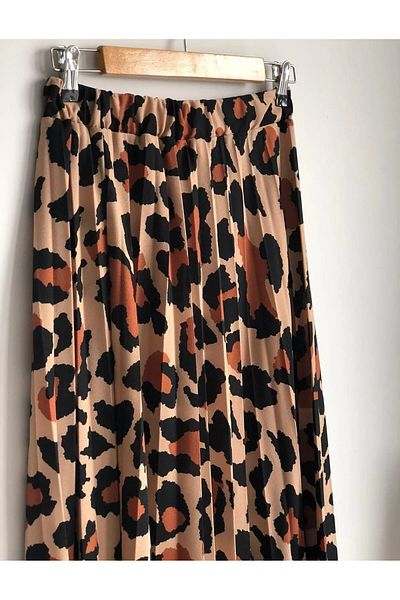 sevdalı Fusta de damă cu model leopard, cu talie elastică, căptușită