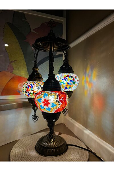 Glow Lambader 3''lü Otantik Lamba Dekor Abajur Aydınlatma Gece Lambası