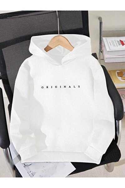 buendiakids سويت شيرت بقلنسوة مطبوع باللون الأبيض للفتيات والأولاد