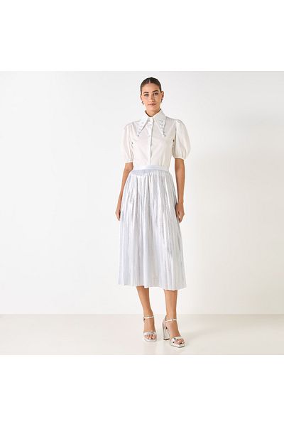 Iconic Pleat Textured Midi Skirt