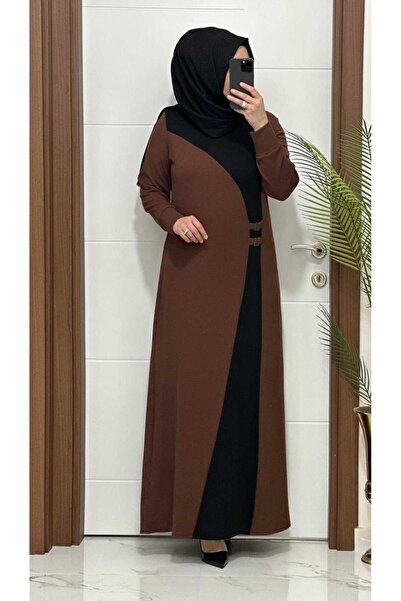 modasura 3390  K 70 kahverengi  KURDELA detay  fitilli atlas kumaş buyuk bede...