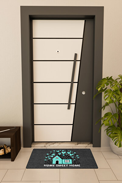 Dormot High Quality Digital Printing Black, Blue Home Home Sweet Theme Door Mat