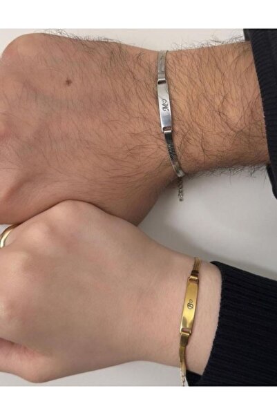 MOD10 HARFLİ ÇELİK ÇİFT BİLEKLİK İÇİ BOŞ KALPLİ (2 ADET) SEVGİLİLER GÜNÜ HEDİ...