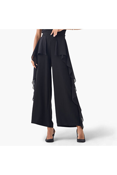 2Xtremz Wide Leg Pants With Elasticated Waistband And Overlay Detail