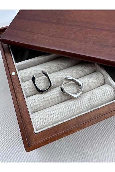 Jerie Silver Bombeli Dikdörtgen Basic Küpe