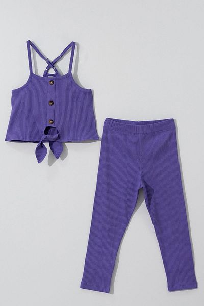 HAUSEkids 6-9 Years Old Sporlife Tennis Girl's Tights Set - Purple