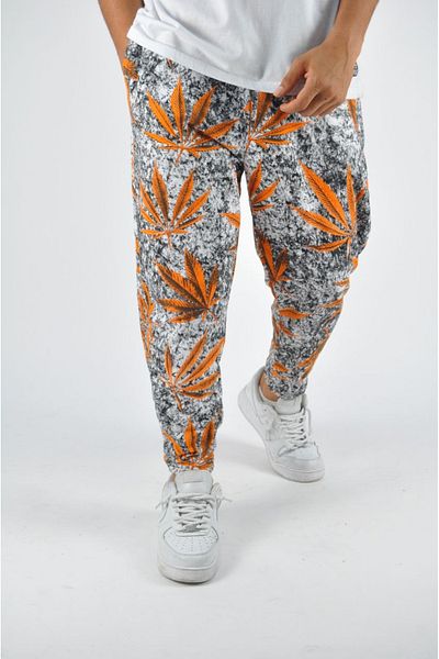 Superbluemexico Men's Casual Patterned Orange Baguette Trousers