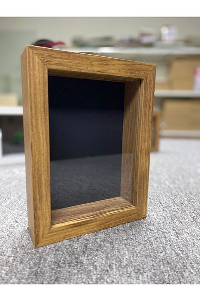 Sevcan sanat atölyesi Black Paspartu Background with 15X20X3 Glass - Memory-Keepsake Frame and Flower-Rose Storage Box