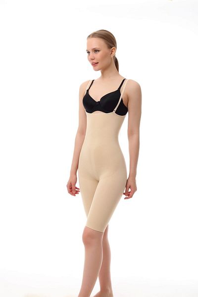 HS İÇ GİYİM Women's Beige Thin Strap (Removalable) Anti-Slip Silicone Corset with Slimming Effect