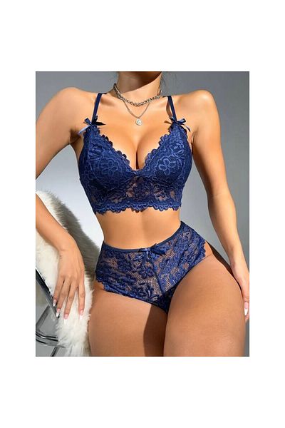 Narnuga Underwire Free Bralet Panties Set with Lace Cups