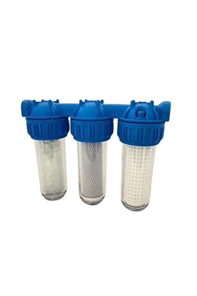 BH Su Filtresi Aktive Karbon Siliphoslu Kireç Önleyici Yıkanabilir Kartuşlu 3lü 10" - 3/4