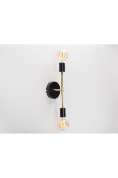 RİOLİGHT Retro, Vintage, Rustic Black 2Xe27 Metal Mirror Top Wall Sconce