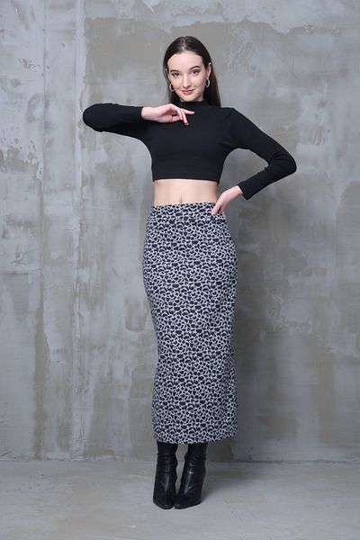 madelion Cheetah Pattern Long Pencil Skirt Slim Fit Corset Belt Makes One Size Look Thin Height96Cm