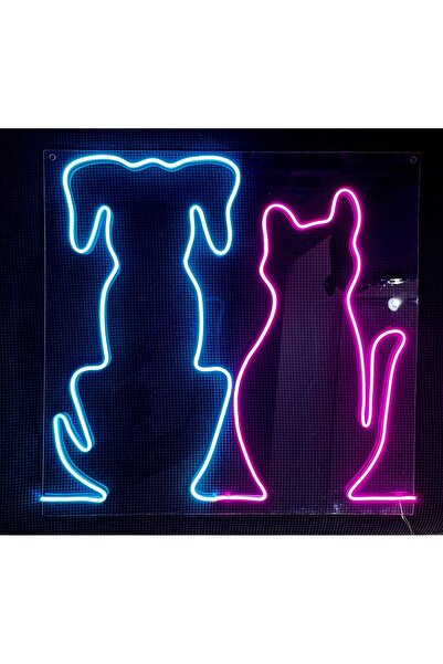 Atölye Matris Kedi Köpek Veteriner Neon Led Tabela 60 x 60 Cm