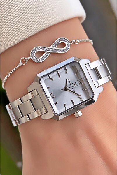 Daniel Klein Silver Color Women's Wristwatch - Small Case, Thin Cord, Bracelet