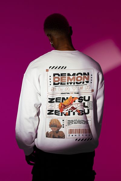 SEVBANO Demon Slayer Character Printed Unisex Oversize Anime Zenitsu Sweatshirt