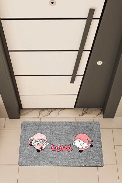 Dormot High Quality Digital Printing Gray, Pink Dwarf Love Themed Door Mat