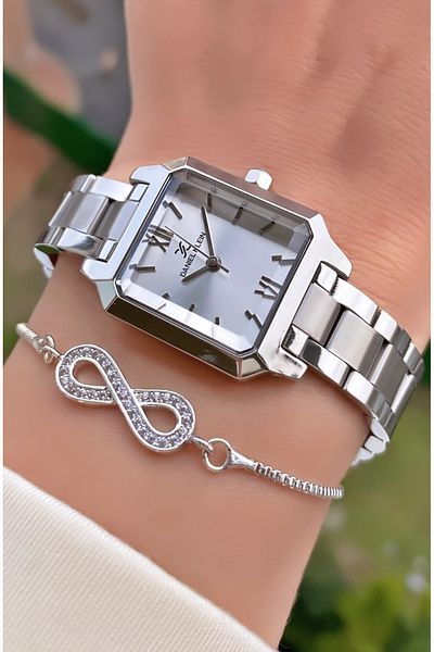 Daniel Klein Silver Color Women's Wristwatch - Small Case, Thin Cord, Bracelet