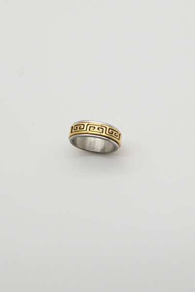 TAKIBOX Gold Color over Silver Color Oval Moving Steel Ring