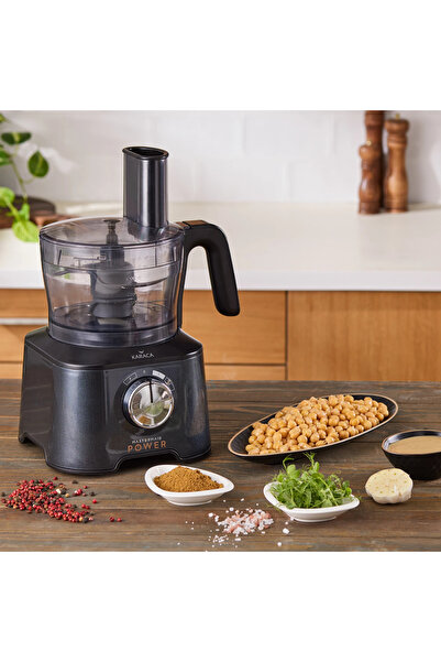 Karaca 2500W motor gücü 5 farklı paslanmaz çelik rende başlığı , 4 kanatlı doğrayıcı Mutfak Robotu