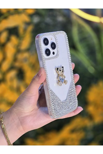 OSG حافظة هاتف واقية فاخرة فاخرة متوافقة مع هاتف iPhone 15 Pro Max مع حجر حرف ثلاثي الأبعاد