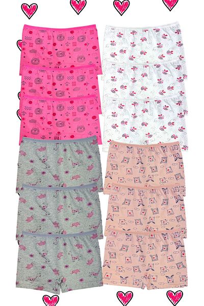 EXMOOR 12-Piece Assorted Girls' Lycra Patterned Boxers