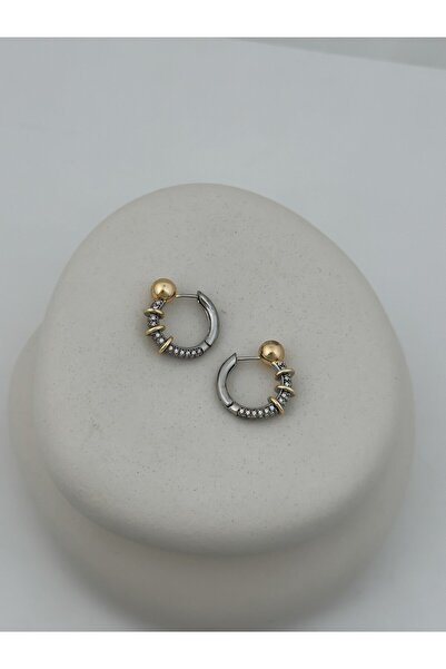 illys Gold Topçuk ve Sarmal Detay Silver Halka Küpe