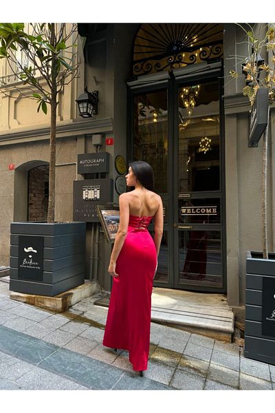 Secret Passion Lingerie Σατέν στράπλες βραδινό φόρεμα - με λεπτομέρεια με κόμπους και χαμηλή πλάτη 582836 751
