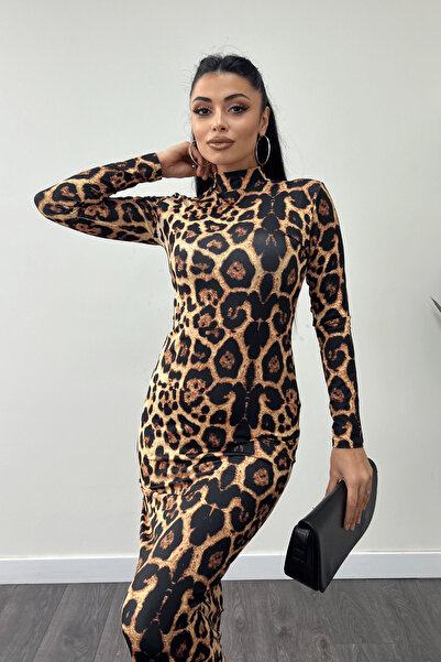 Glysso Leopar Desen Maxi Elbise