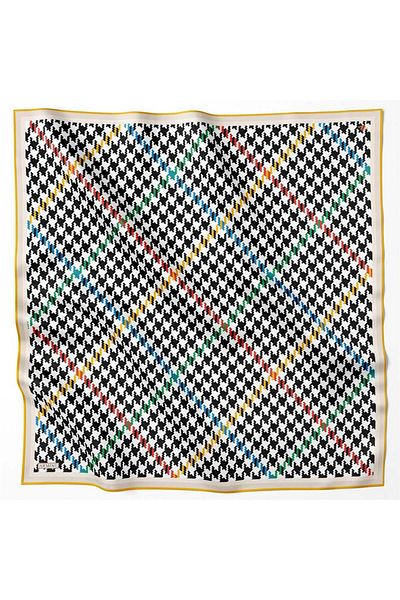 Armine Silk Scarf 2023/2024 Autumn and Winter - 9000d-09 - Tivil - Colorful Houndstooth Model