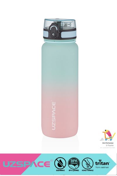 Uzspace 800ml Softtouch Tritan Water Bottle - New Size, Dual Color Motivation