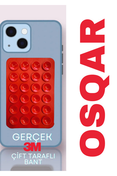 Osqar Telefon Tutucu Ahtapot Vantuz Renk Gerçek 3M Yapışkanlı KIRMIZI Renk