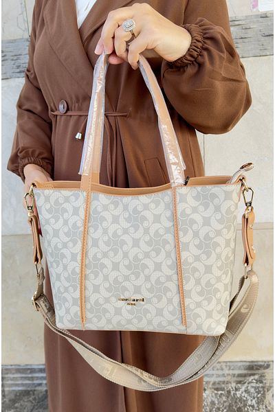 Cacharel Original Cacharel Paris Women's Cream Tan 5 Compartments Shoulder and Crossbody Bag