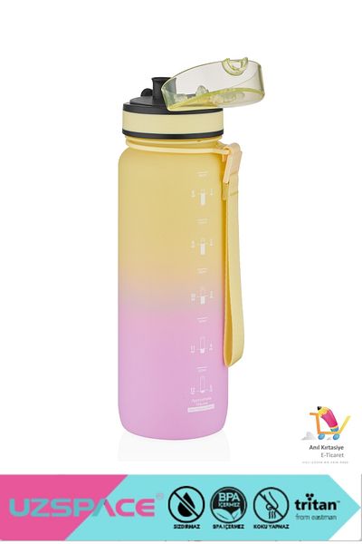 Uzspace 800ml Softtouch Tritan Water Bottle - New Size, Dual Color Motivation