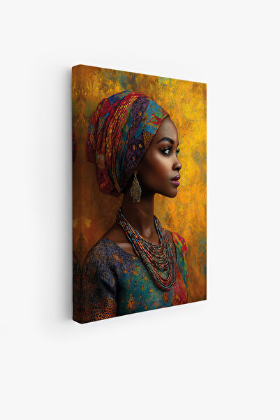Arkeot Afrikalı Kadın Kanvas Duvar Tablosu Salon Ofis Güzellik salonu Kuaför antre Şık dekor