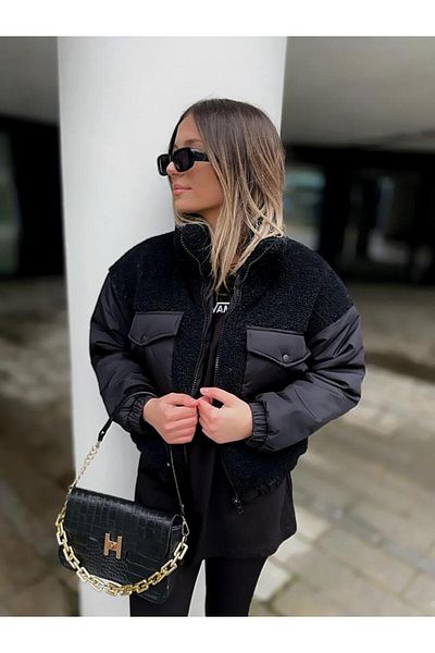 KINGAF Plush Women's Coat with Pouch
