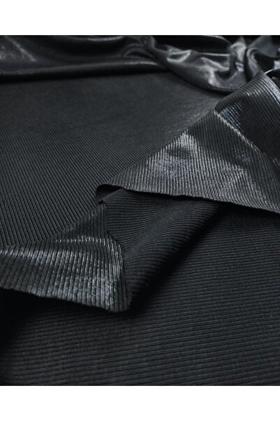 Kumaş Parça Siyah Parlak Sıvamalı Kaşkorse Jarse En: 110