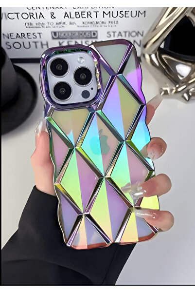 DGN İphone 15 Uyumlu Hologramlı Baklava Desenli Luxury Silikon Telefon Kılıfı