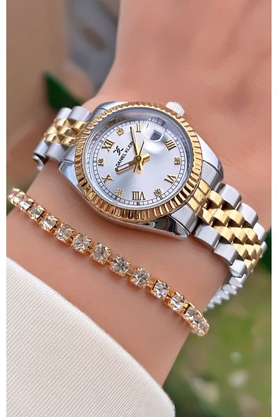 Daniel Klein Rose Brand 2 Years Warranty Silver Women's Wristwatch and Bracelet Gift