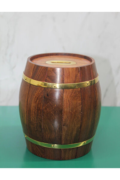 Twin Store Brass Wooden Barrel Piggy Bank 1996