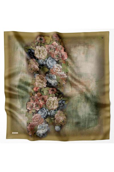 Armine Silk Scarf 2023/2024 Autumn and Winter - 9025d-33 - Sura - Antique Flower Model