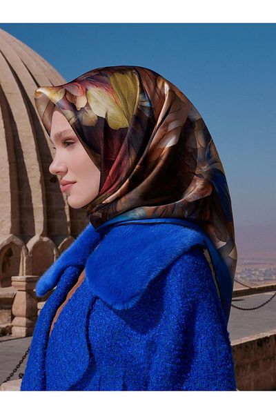 Armine Silk Scarf - 9001D-50 - Sura - Flower Painting Model