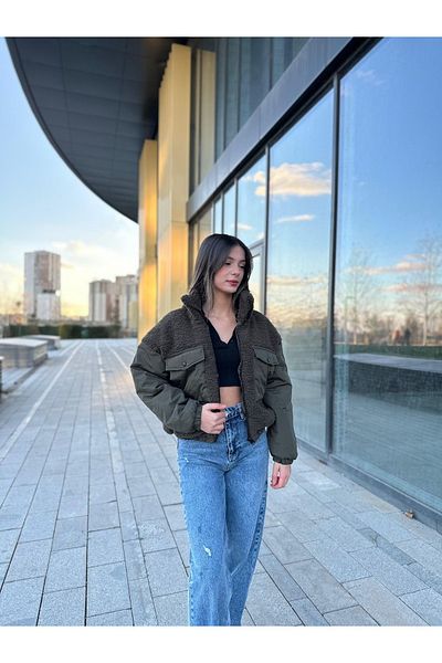 KINGAF Plush Women's Coat with Pouch