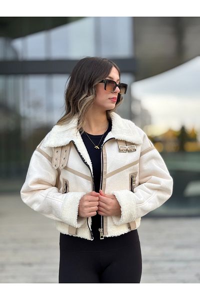 KINGAF Women's Lamine Complete Fur Coat Inside