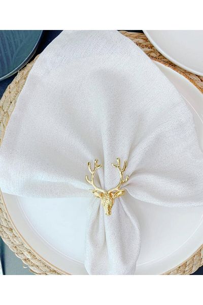 MİMSEGÜN DEKOR 6-Piece Deer Napkin Ring Napkin Ring Gold Presentation