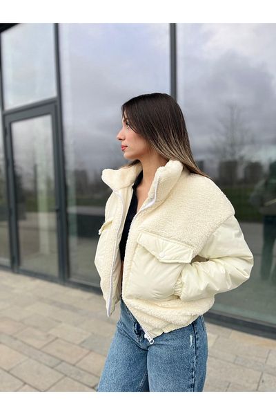 KINGAF Plush Women's Coat with Pouch