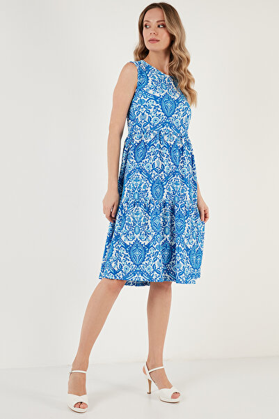 Lela Desenli Kolsuz Midi Elbise ELBİSE 5869007
