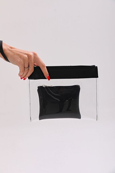 truvalıhelen Women's Cosmetic Makeup Transparent Bag with Puppy Black PVC Pla...