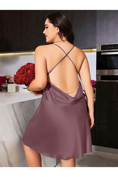 Viselya Plus Size Satin Nightgown