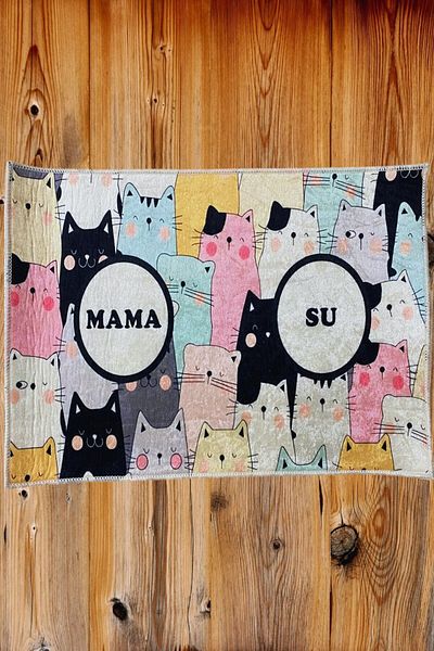 on the clouds Colorful Cat Food Mat, Cat Placemat, Food Bowl Mat, Food Mat, Cat Water Play Mat
